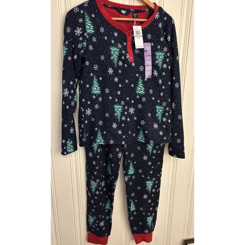 Lands End NWT Women's Sz Small Pajama Set Waffle Knit Christmas Holiday 🎄❄️